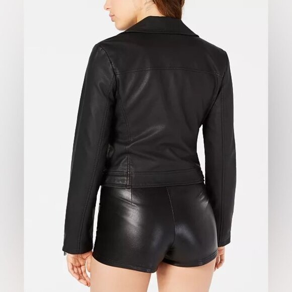 GUESS Women's Black Regina Faux Leather Biker Jacket size XS - Picture 5 of 16